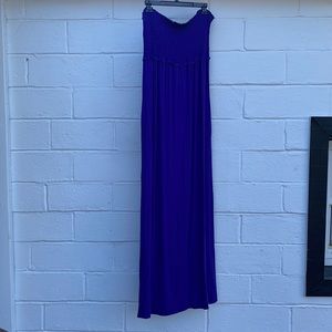 BCBG | Jersey purple/blue maxi strapless dress | size L